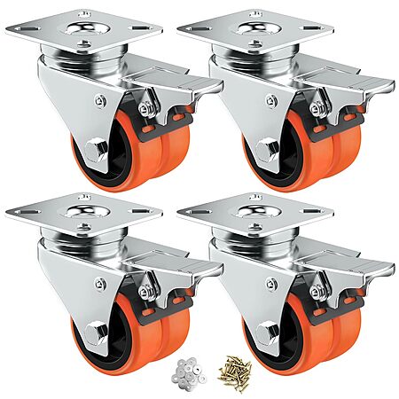 Update: This popular deal is still available and has dropped in price.

ZhengXuan Metal via Amazon has 4-Pack ASHGOOB 2" Dual Casters / Caster Wheels (Up to 450lbs) for $13.99 - $4.20 when you