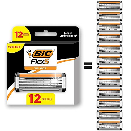 Amazon [amazon.com] has *12-Count BIC Flex 5 Refillable Razors for Men* for $14.88 - 35% when you 'clip' the coupon on product page - 5% when you check out via Subscribe & Save = $8.93 >* now $8.91*....