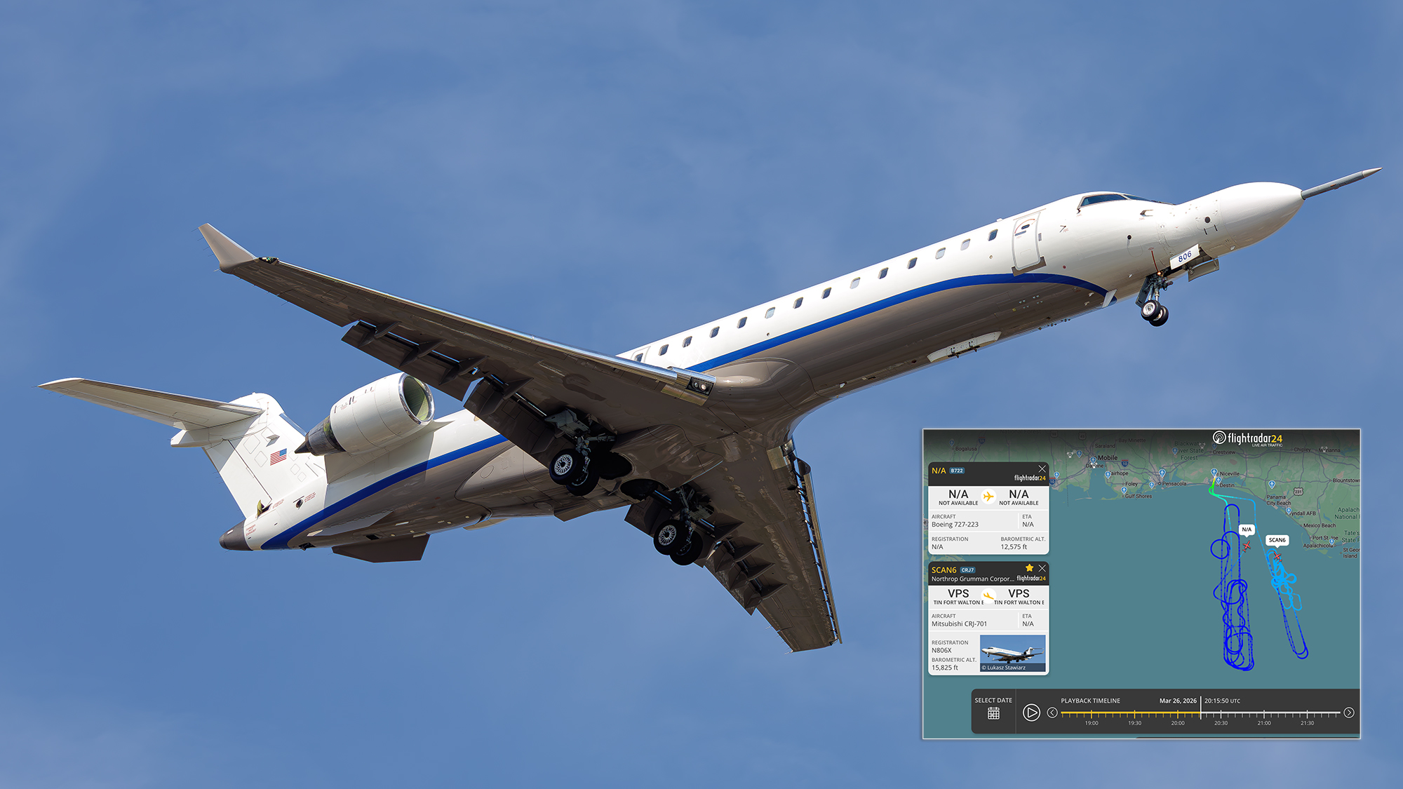 The two testbeds, known by their callsigns SCAN 06 and VOODOO 1, carried out concurrent operations in Eglin’s highly instrumented airspace. For three consecutive days, on Mar. 24, 25 and 26, two testbed aircraft, the Northrop Grumman CRJ-700 carrying the U.S.…