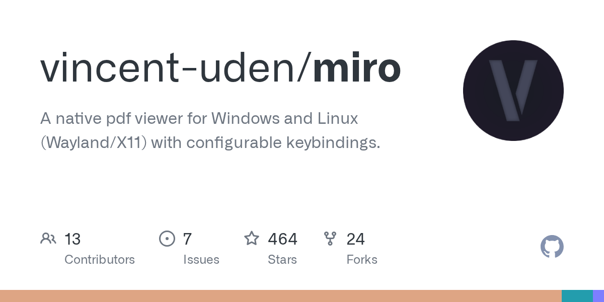 Miro is a native pdf viewer for Windows and Linux (and macOS) built with iced and mupdf-rs. You may remember it from my slightly aggressively titled post "I hate acrobat" (https://news.ycombinator.com/item?id=45598776).Anyways, since then I've release 2 whole…