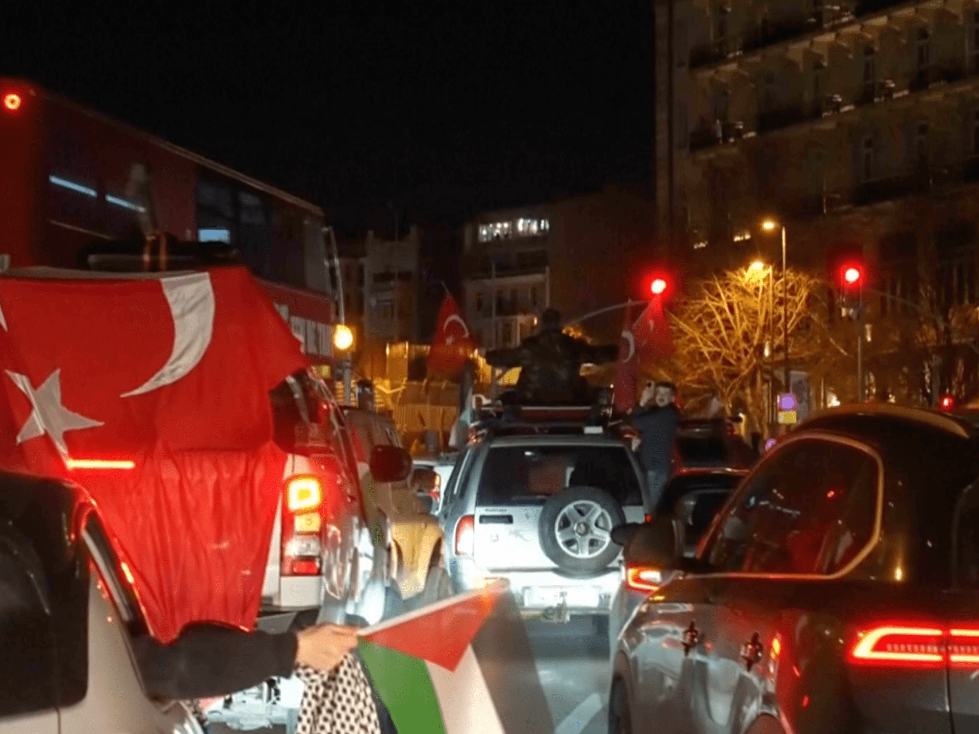 Hundreds of vehicles have driven through Istanbul to condemn the ‘lawless aggression’ of the US and Israel.