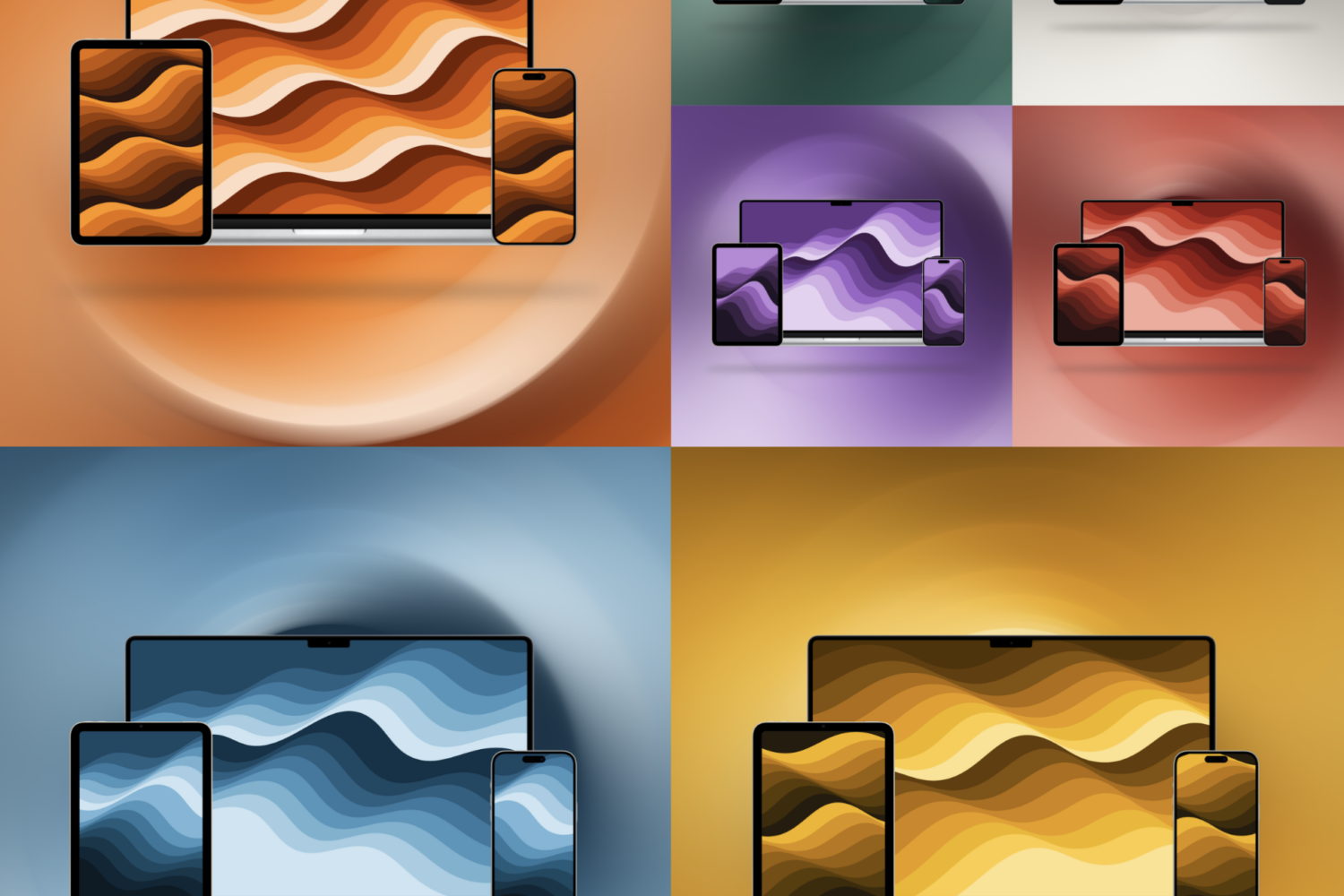 Rippling wallpapers use sound wave inspired images to create lo-fi gradients in this “Sound.wav” collection by BasicAppleGuy.