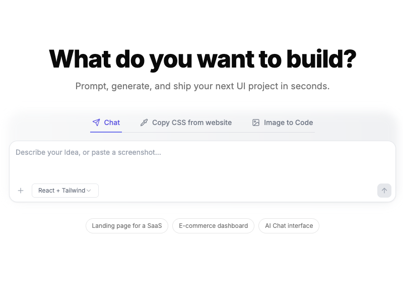 Copy CSS from any site and generate clean UI code with AI