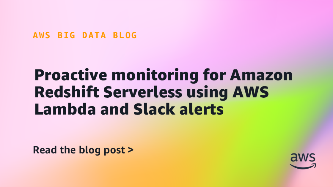In this post, we show you how to build a&nbsp;serverless, low-cost monitoring solution&nbsp;for Amazon Redshift Serverless that proactively detects performance anomalies and sends actionable alerts directly to your selected Slack channels.