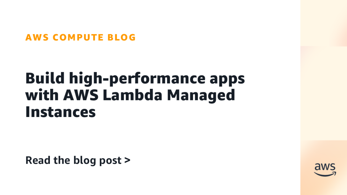 In this post, you will learn how to configure AWS Lambda Managed Instances by creating a Capacity Provider that defines your compute infrastructure, associating your Lambda function with that provider, and publishing a function version to provision the execut…