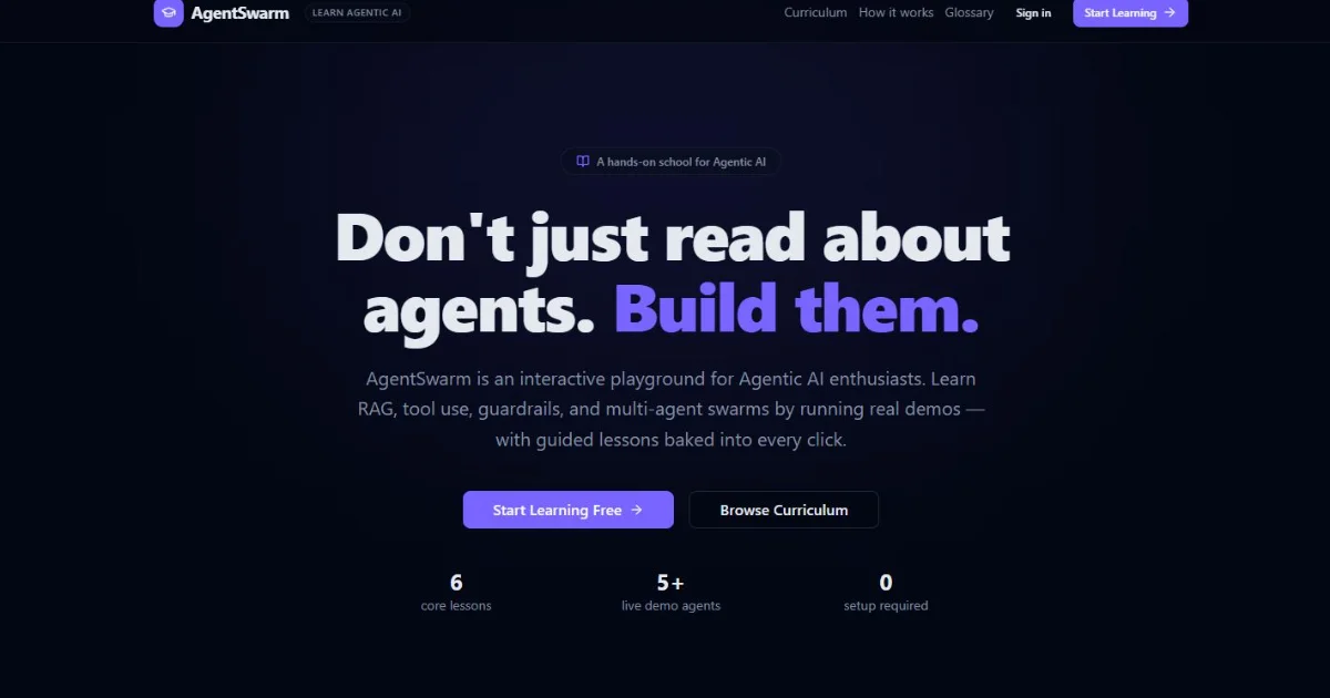 Show HN: AgentSwarms – free hands-on playground to learn agentic AI, no setup required!

Comments URL: https://news.ycombinator.com/item?id=47914075
Points: 2
# Comments: 0