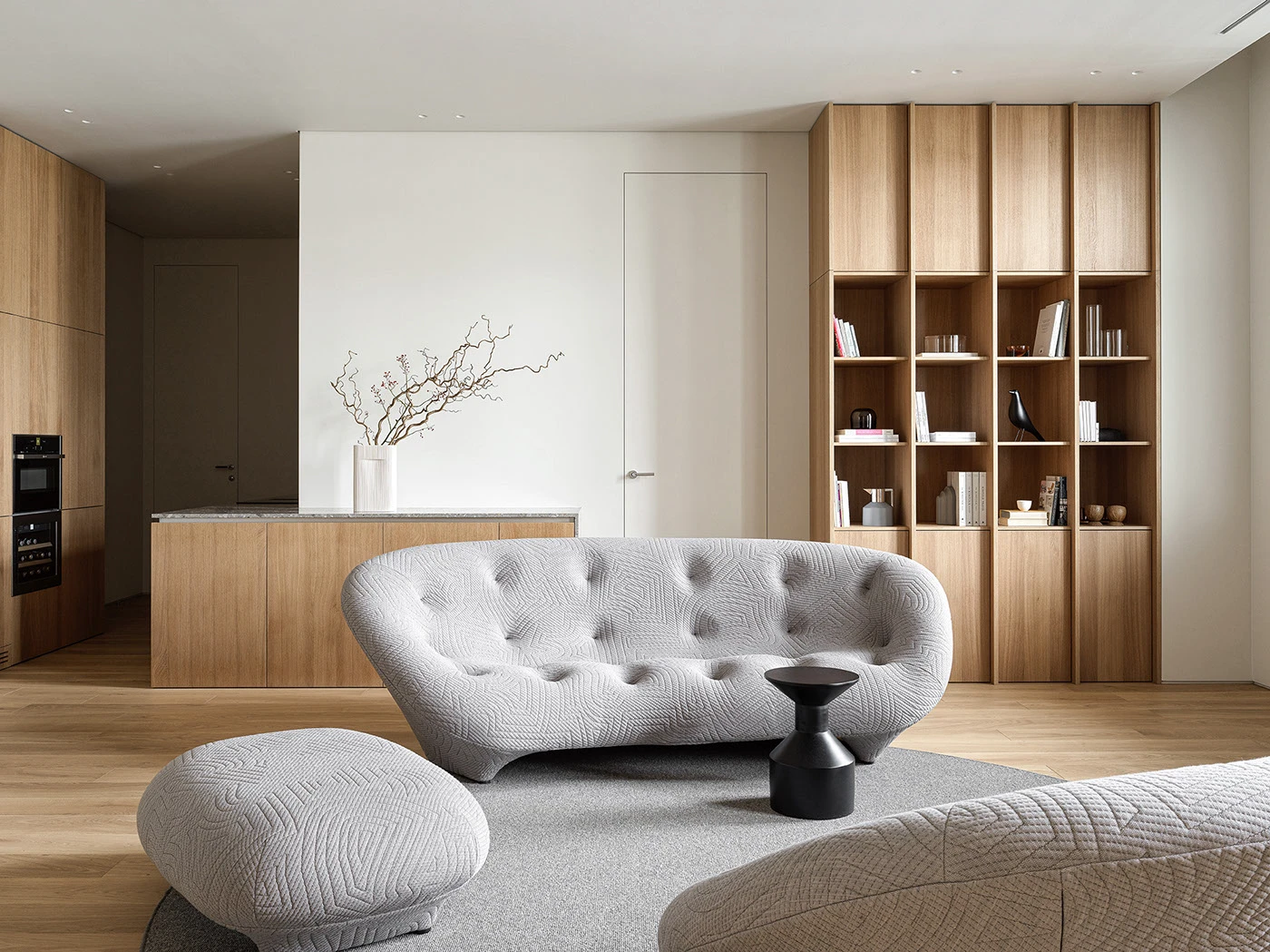 Explore The Three-Room Edit: a calm, modern apartment by Koloskov architects. Warm wood, clean lines, and minimal design create balance.