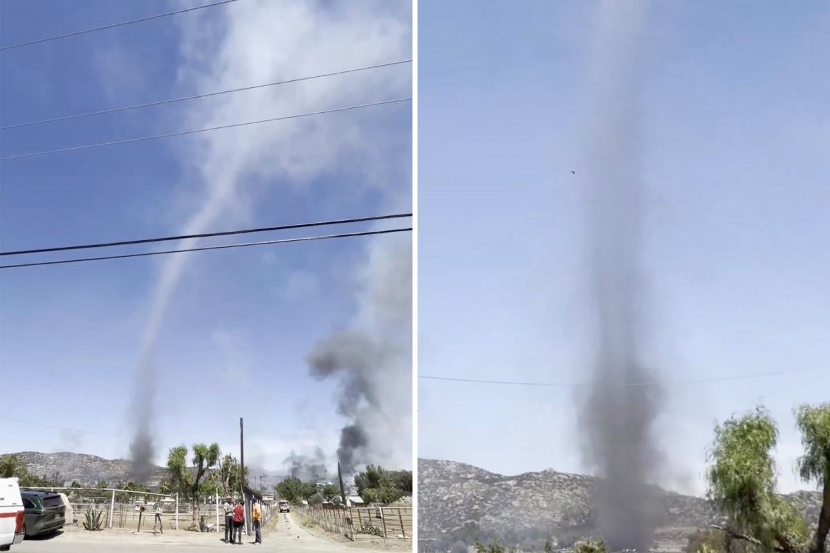 Video showed the massive funnel of smoke twisting high into the sky above the blaze burning near Verona Road and Juniper Springs Road.