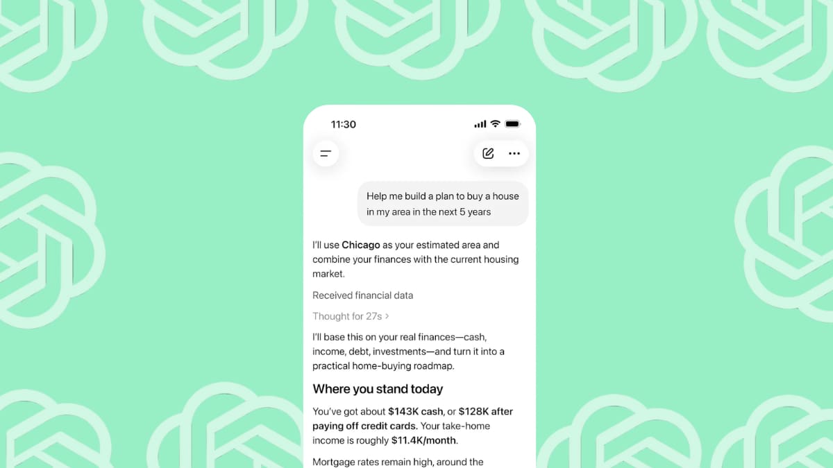 OpenAI did this with your health data in January. Now it wants your financial data too.

The company announced today that ChatGPT users can connect their bank accounts through Plaid, the financial bridging platform used by 12,000 institutions including Chase,…