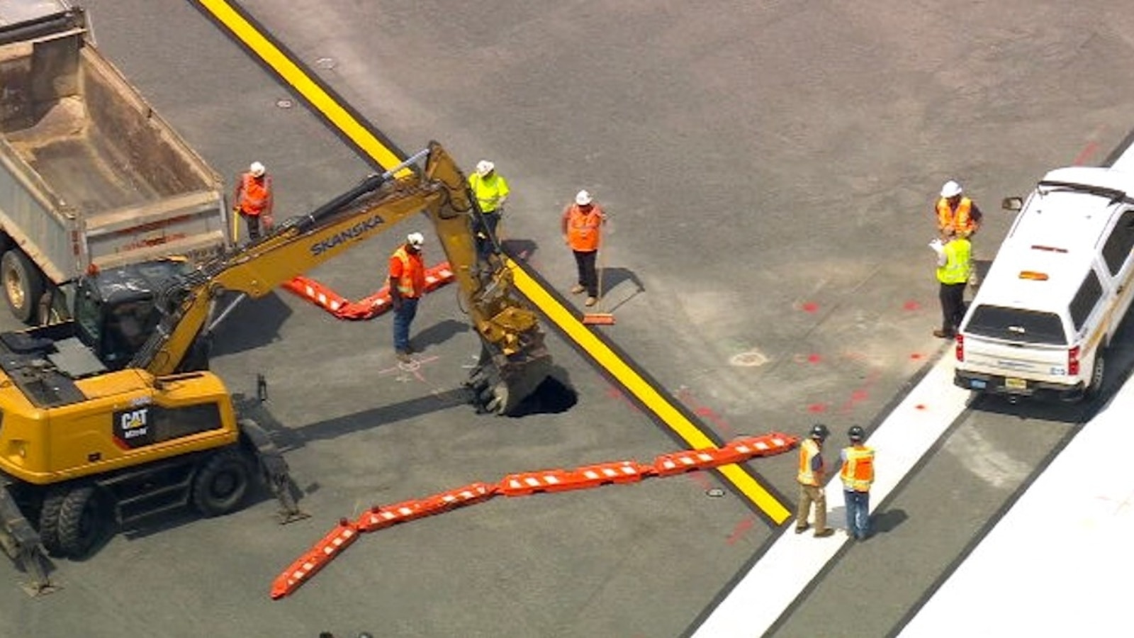 Officials said to expect cancellations and delays after a sinkhole opened at LaGuardia.