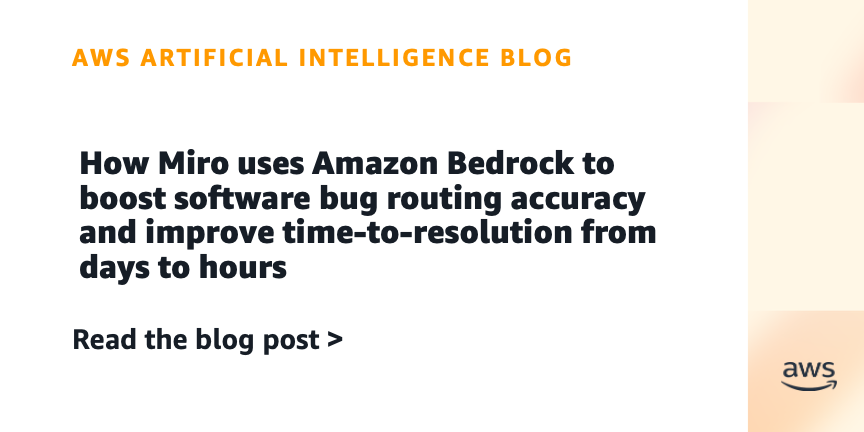 In this post, we dive deep into the architecture and techniques we used to improve Miro’s bug routing, achieving six times fewer team reassignments and five times shorter time-to-resolution powered by Amazon Bedrock.