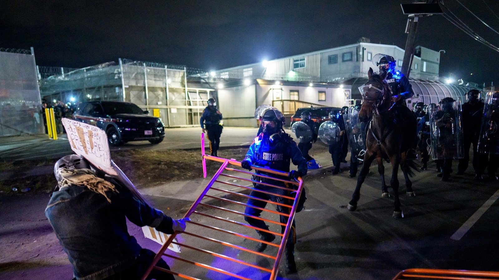The demonstrations outside Delaney Hall continued Saturday following another night of clashes between demonstrators and law enforcement.