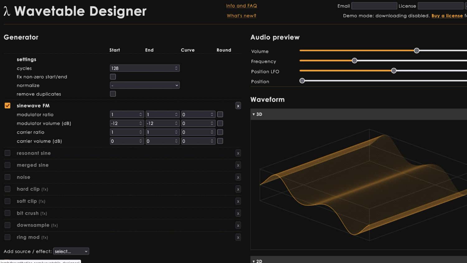 Wavetable Designer lets you create wavetables using a chain of generators. Sources add a new waveform and effects modify the signals created by previous generators.… Read More Lambda Synthetics Wavetable Designer Overview