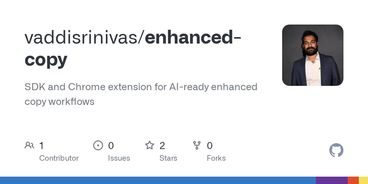Article URL: https://github.com/vaddisrinivas/enhanced-copy
Comments URL: https://news.ycombinator.com/item?id=48184658
Points: 1
# Comments: 0