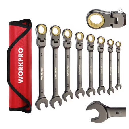 Greatstar Tool Mall Store via AliExpress has 8-Piece WORKPRO Flex-Head Ratcheting Combination Wrench Set (SAE, W003320A) on sale for $21.93 - $3 when you apply promo code USDEAL3 at checkout = $18.93.