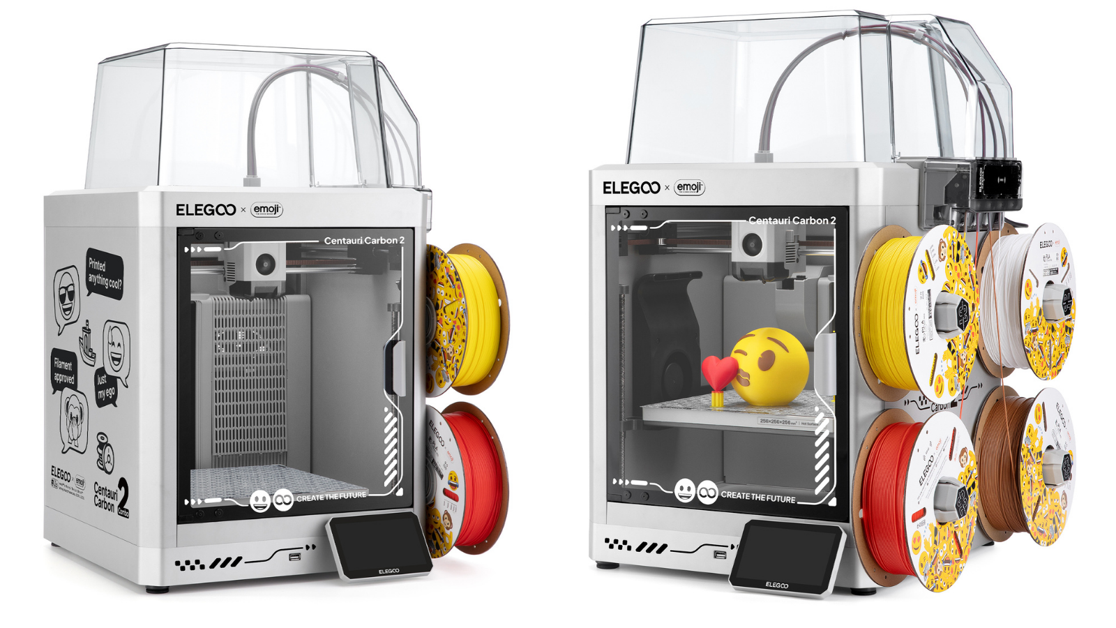 Elegoo announced the new machine as a fun and creative collab with the emoji® brand, a German company that has trademarked the commercial use of emojis on physical merch and media.